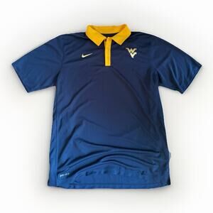 🟦🟨🟦 NIKE DRI-FIT WVU WEST VIRGINIA MOUNTAINEERS POLO MEN’S M YELLOW GOLD NWT